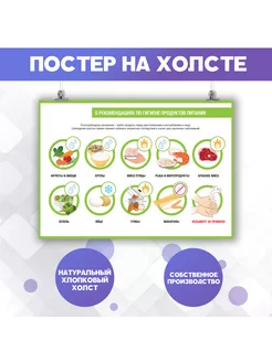 Постер на стену Гигиена продуктов Еда Для кухни 50х70 см