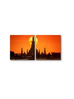 Картина на стену на холсте Алый закат в Бангкоке