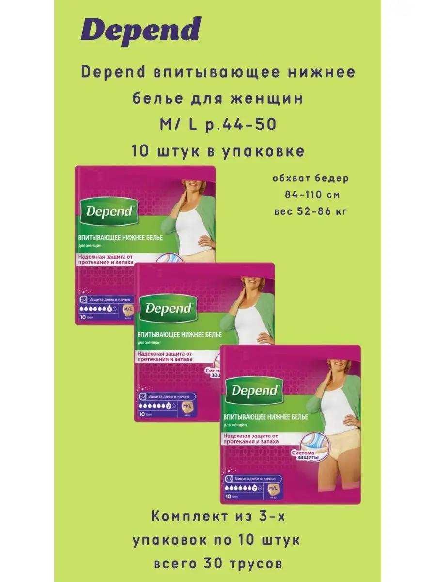 Купить Depend Для Женщин L Xl