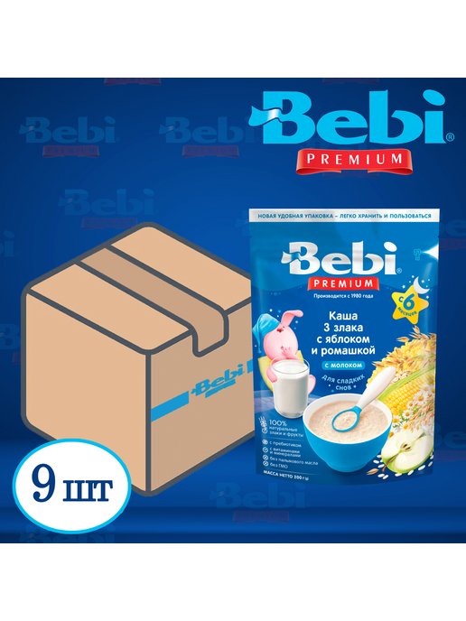 Каша bebi premium для сладких снов 3 злака с яблоком и ромашкой