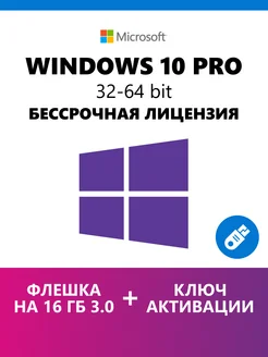 Windows 10 Pro с USB-флешкой, на 1 ПК, бессрочная