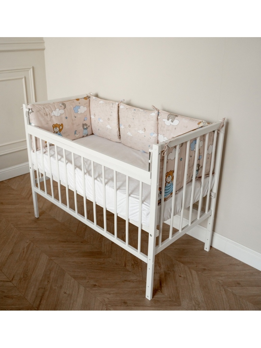 Кроватка детская для новорожденных Промтекс мини ПЛК цвет белый