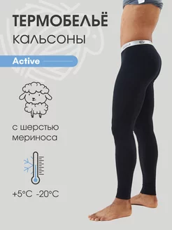 Термобелье кальсоны зимние спортивные с шерстью Active