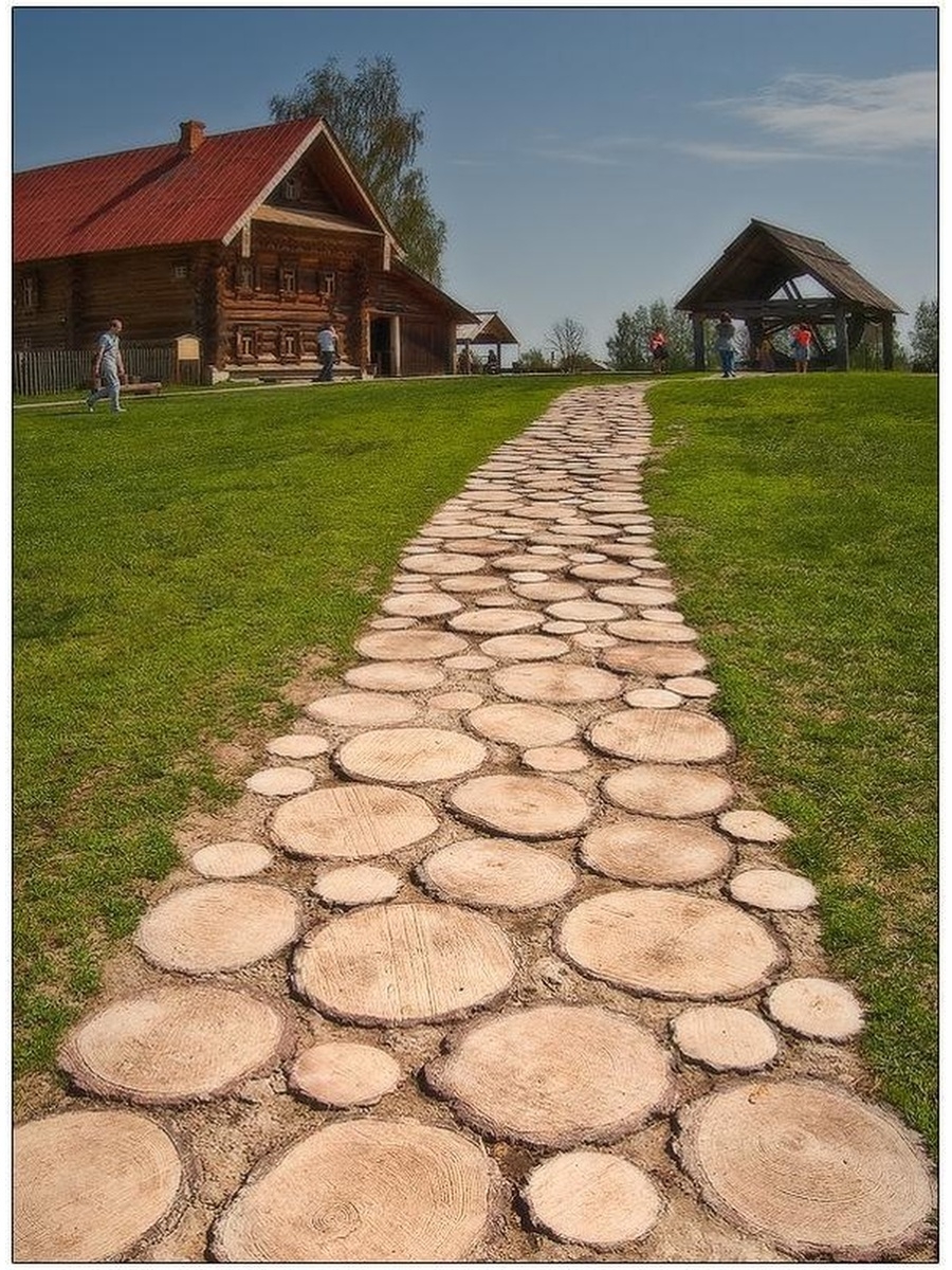 Дорожки из спила дерева